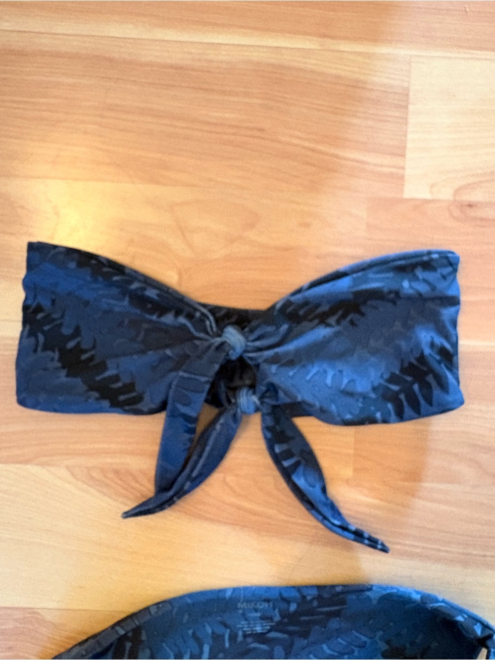 Mikoh Navy Blue Bandeau Tie-Front Bikini Top